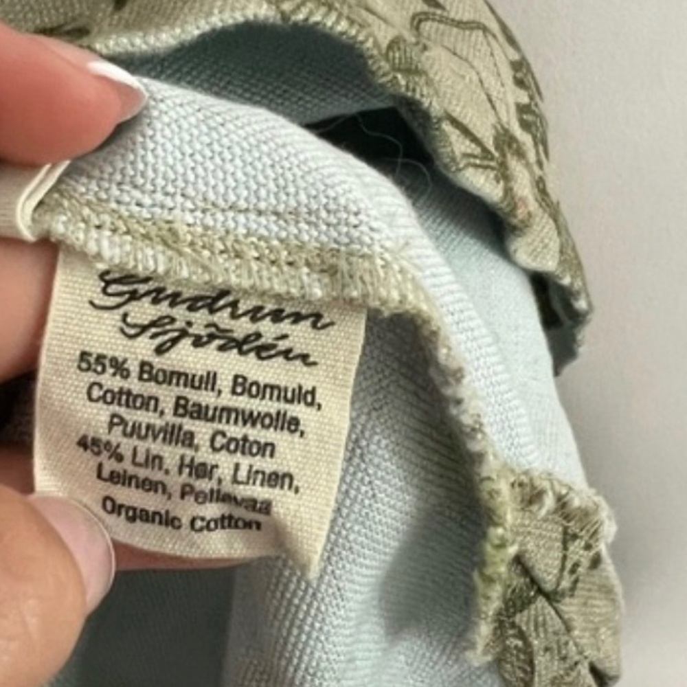 Gudrun Sjoden Linen Blend Green Mushroom Print Sleeveless VNeck Dress Women's M - Picture 10 of 10